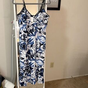 Banana Republic Blue and White Floral Midi Dress